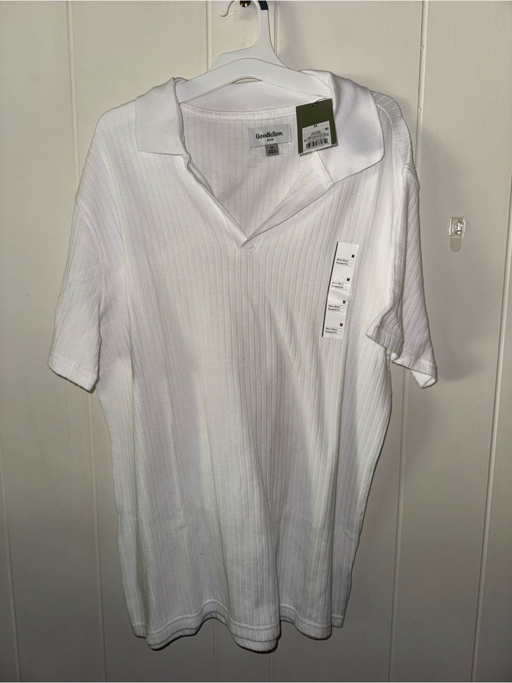 Goodfellow & Co White Ribbed Short-Sleeve Polo